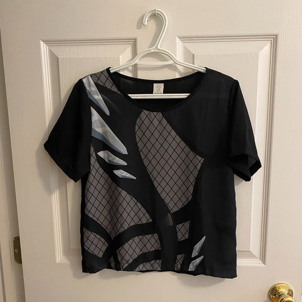 REDBUBBLE Short Sleeve Translucent Top with Image from Anime Yuri on Ice Size S